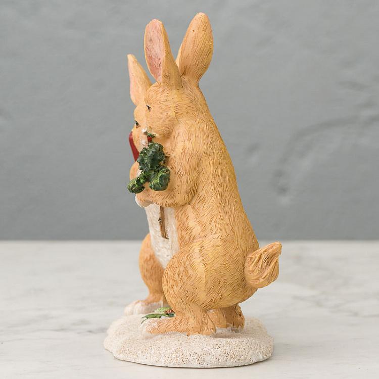 Статуэтка Рождественские зайцы с подарком Xmas Rabbits With Gift 19 cm