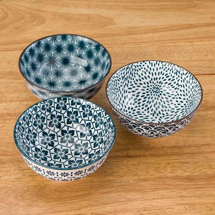 Набор из трёх пиал Портата Сапа Блю Set Of 3 Bowls Portata Sapa Blue