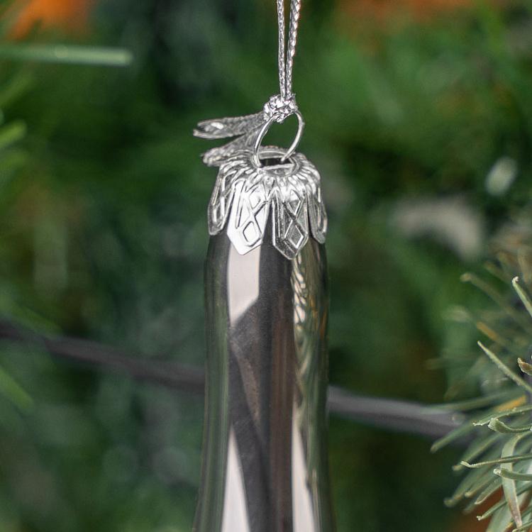 Набор из трёх ёлочных шаров Листва Set Of 3 Glass Leaf Net Ball And Drops Green/White 10 cm