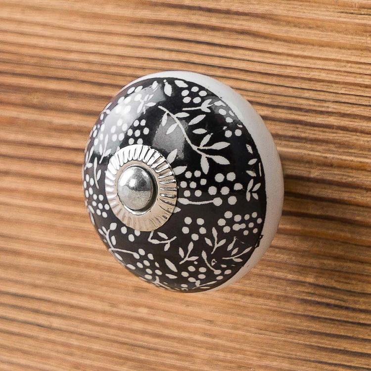 Керамическая мебельная ручка Чёрный луг Black Meadow Round Ceramic Knob