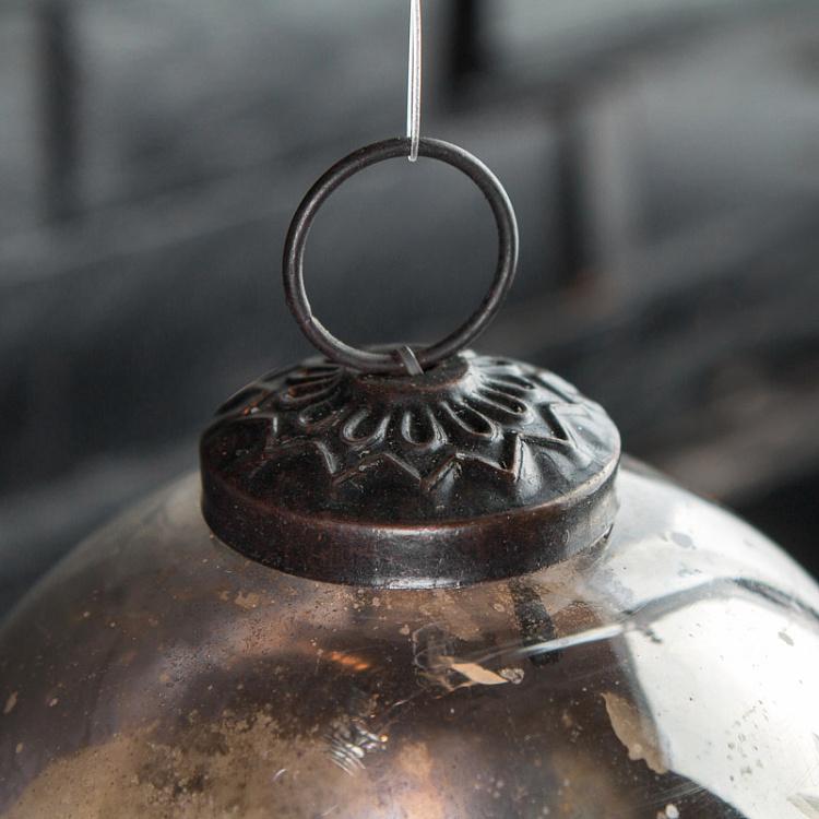 Ёлочный шар Виктория 4 Inches Victoria Cut Antique Silver 10 cm