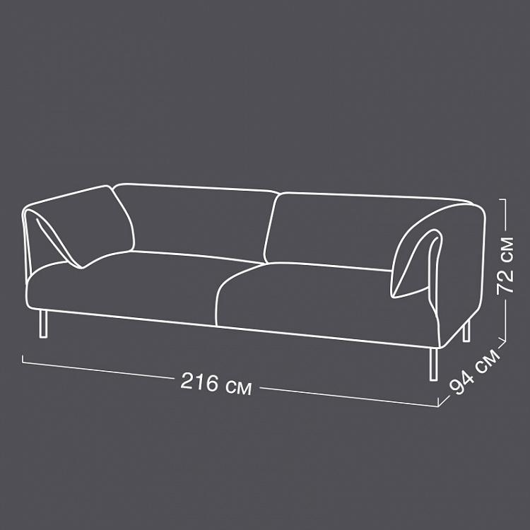 Трёхместный диван Хайвей Highway 3 Seater, Black Matt Metal RM