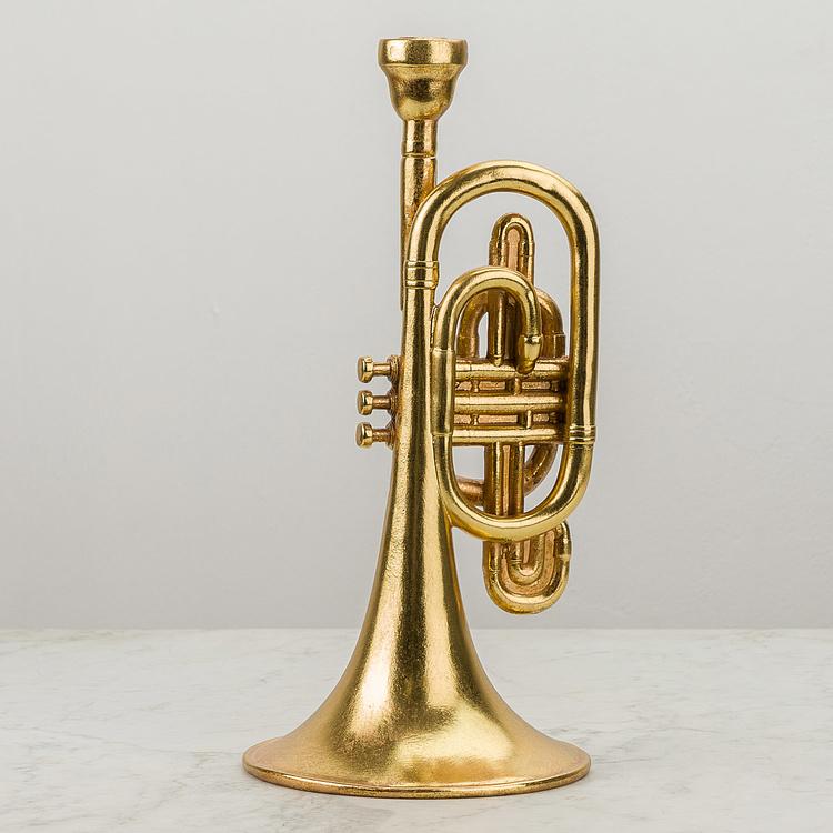 Подсвечник Труба Trumpet Candle Holder Gold