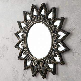 Wooden Round Flower Mirror