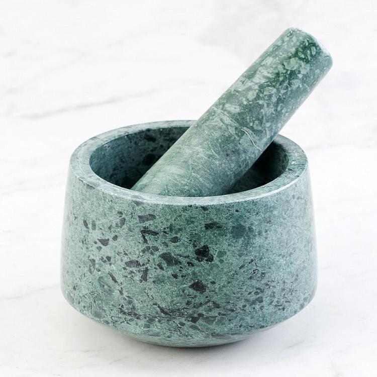 Ступка с пестиком из зелёного мрамора Green Marble Pestle And Mortar