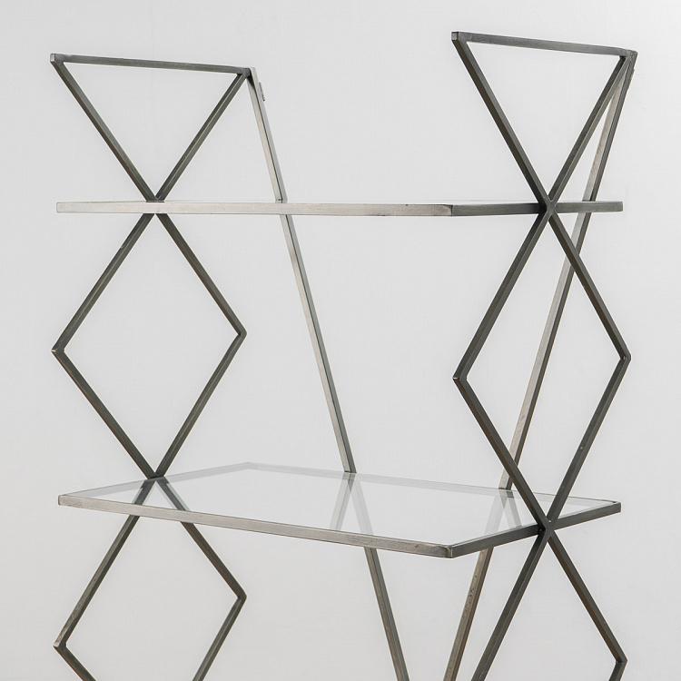 Железный стеллаж со стеклянными полками Зигзаг Iron Shelf Zig Zag Metal And Glass