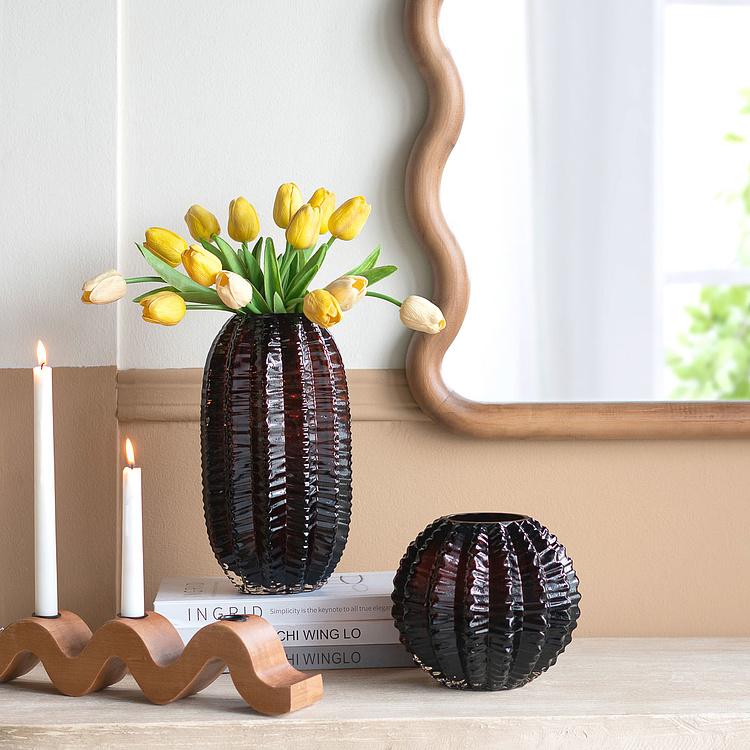 Ваза янтарного цвета Кактус, S Cactus Shape Amber Glass Vase Small