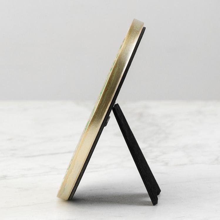 Круглая светло-зелёная рамка для фото с золотыми колосьями Menthol Green Golden Ears Round Photo Frame