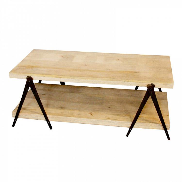 Журнальный стол Компас, дерево и железо Wooden And Iron Coffee Table Compas
