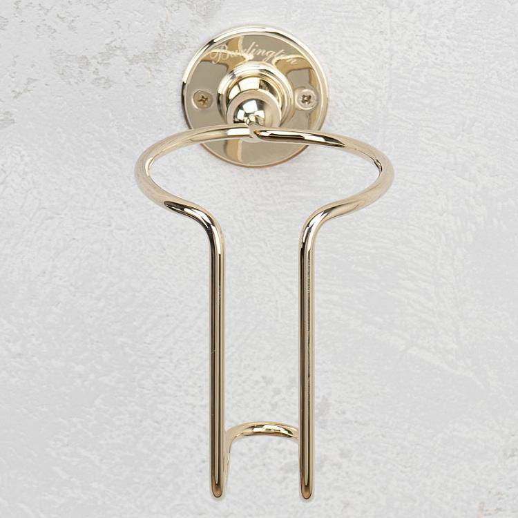 Настенный белый держатель с ёршиком в подставке золотого цвета Brush Holder Gold