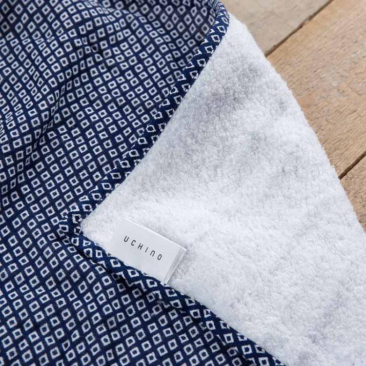 Махровое полотенце для рук и лица Японский узор Хиши, 50x100 см Japanese Fine Pattern Hishi Dark Blue 50x100 cm