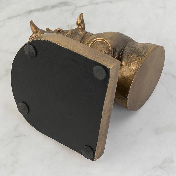 Набор из двух держателей для книг Носорог на овальной подставке Bookend Rhino On Oval Stand