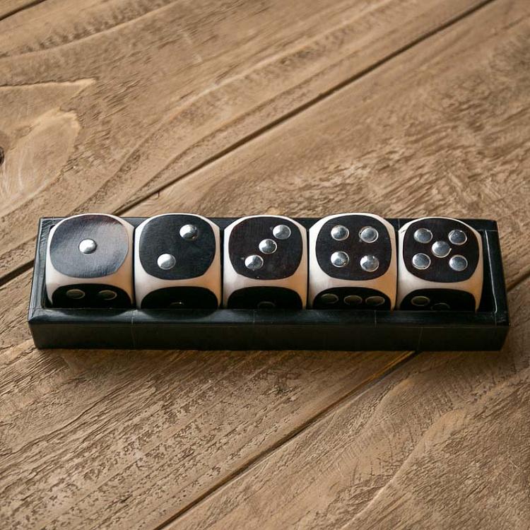Коробка с 5 игральными костями Big Box With 5 White And Black Dices
