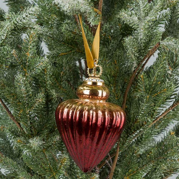Ёлочная игрушка Красно-золотая луковица Red And Gold Aged Onion 12 cm