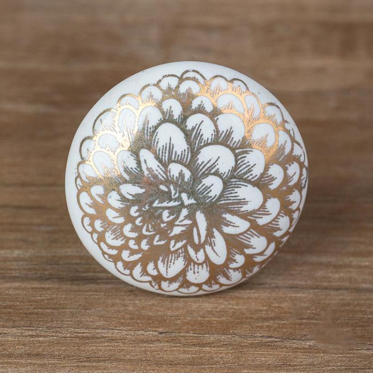 Мебельная ручка-кнопка Золотой цветок 3 Golden Flowers 3 Knob