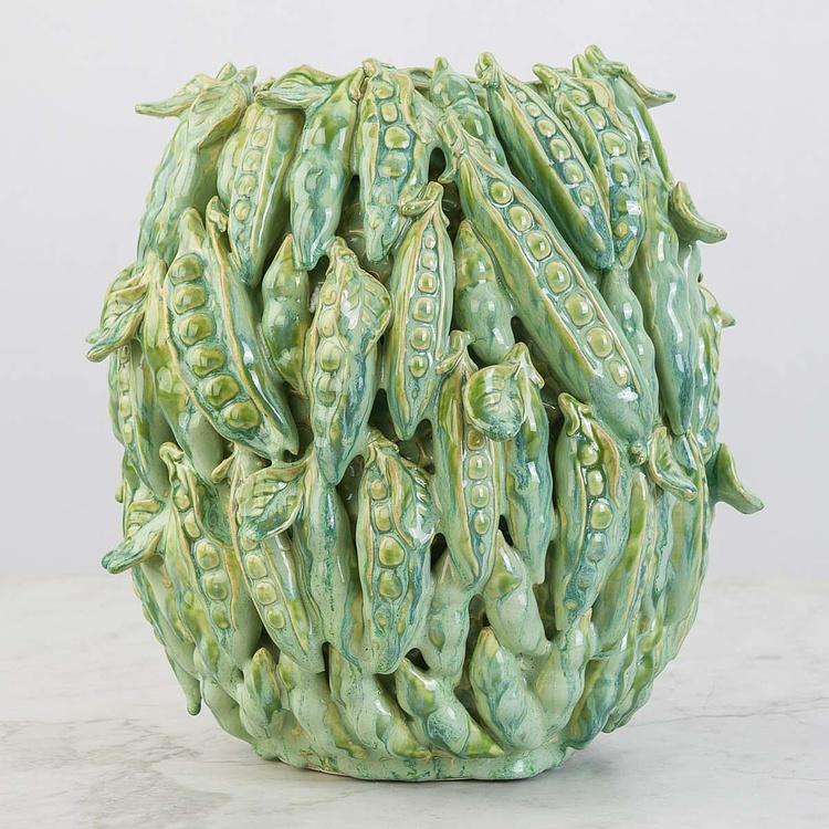Зелёная широкая ваза Стручки гороха Peapod Green Vase Wide