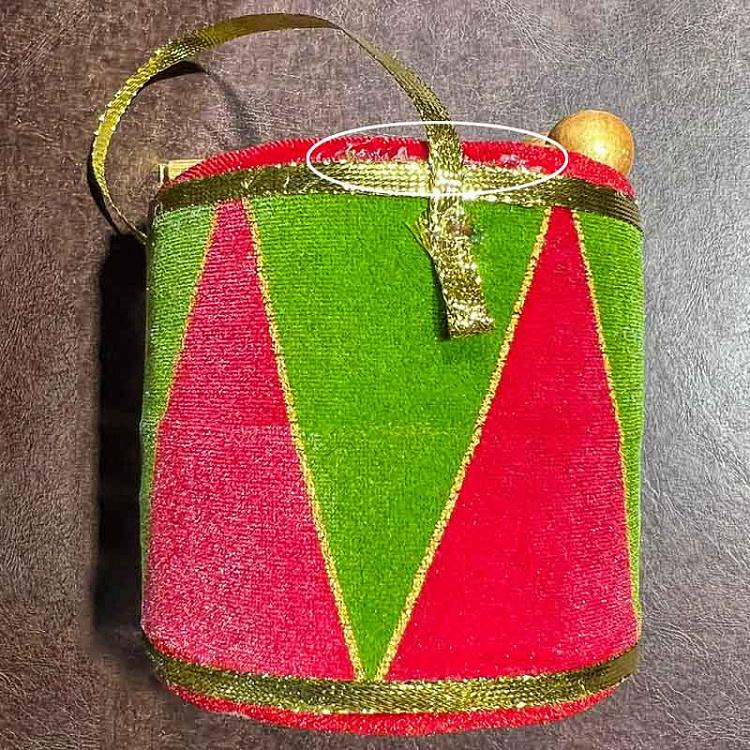 Ёлочная игрушка Красно-зелёный барабан дисконт Red Green Drum 11 cm discount