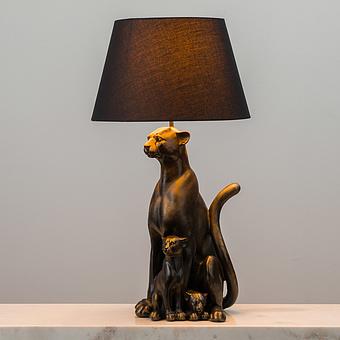 Panther With Her Baby Table Lamp With Shade