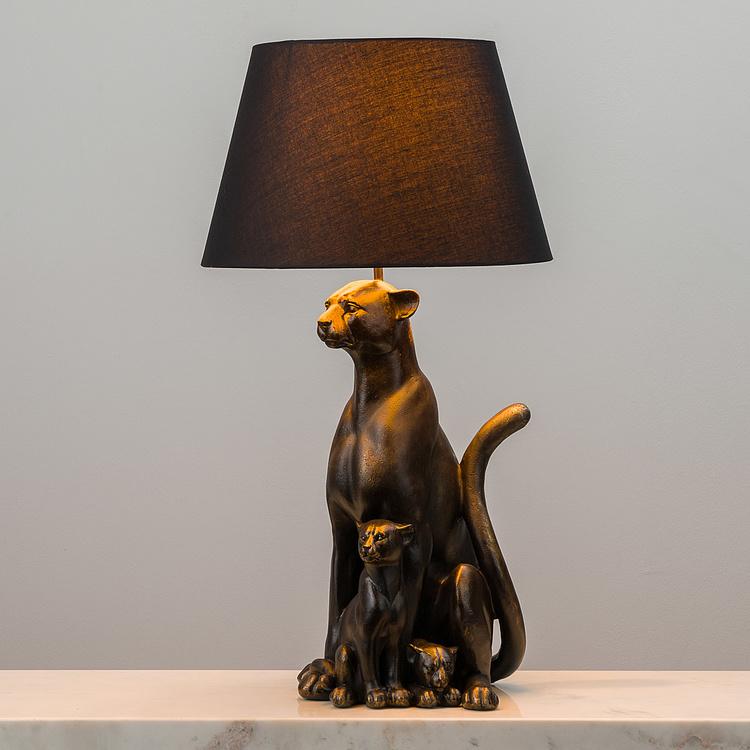 Настольная лампа с абажуром Пантера с котятами Panther With Her Baby Table Lamp With Shade