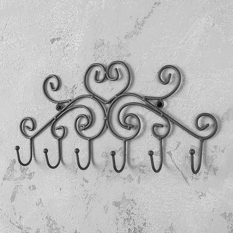 Шестиместная настенная вешалка Patere 6 Crochets Coeur Metal
