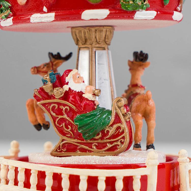 Музыкальная механическая фигурка Карусель Сани Санты Music Motion Santa Sleigh Carousel 14,5 cm