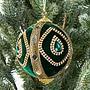 Ёлочная игрушка Rhinestones Gold Ornament Ball Green 10 cm