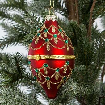 Xmas Egg Box Jewel Red 11 cm