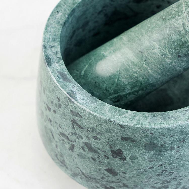 Ступка с пестиком из зелёного мрамора Green Marble Pestle And Mortar
