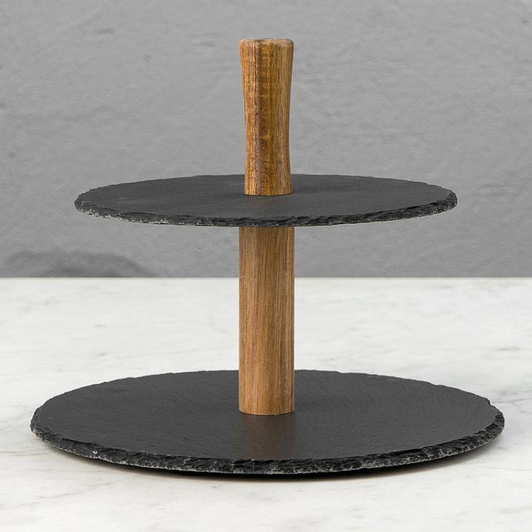 Двухуровневая сланцевая сервировочная подставка Slate 2 Levels Stand