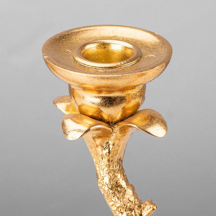 Золотой подсвечник на три свечи Попугай на ветке Golden Candle Holder Parrot On Branch