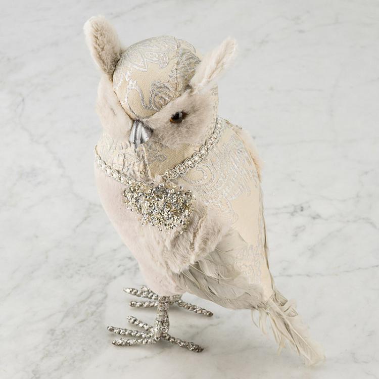 Новогодняя фигурка Сова с блёстками 2 Owl With Sparkles Head Left 34 cm