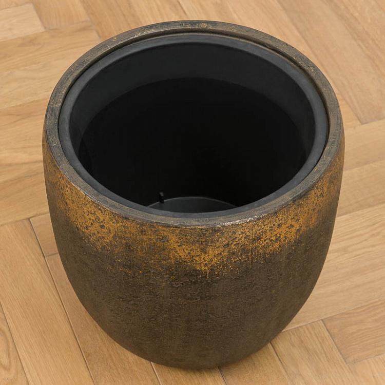 Кашпо-чаша Эффектори Металл золотая патина, M Effectory Metal Bowl Pot Rough Gold Patina Medium