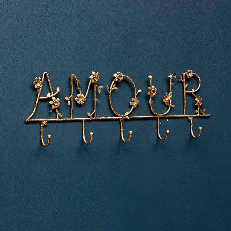 Настенная вешалка с 5 крючками Цветочная любовь Amour With Flowers Wall Coat Rack 5 Hooks