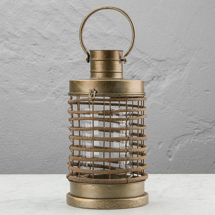 Подсвечник из состаренного металла в виде фонаря Aged Copper Metal Lantern
