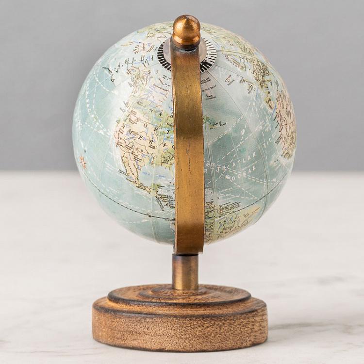 Набор из трёх винтажных маленьких глобусов Set Of 3 Vintage Globes Tiny Mango Wood