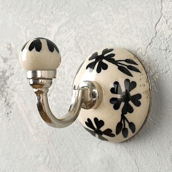 Black Floral Ceramic Hook