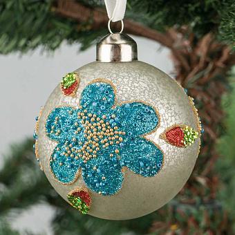 Ball With Flower Champagne 8 cm