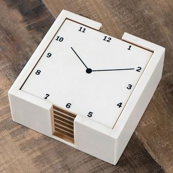 Set Of 6 Coasters Clock In Case