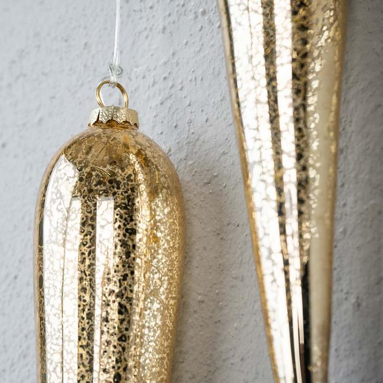 Набор из двух ёлочных светодиодных подвесок Антик Set Of 2 Glass Led Light Antique Drop Box Champagne Battery Operated 30 cm