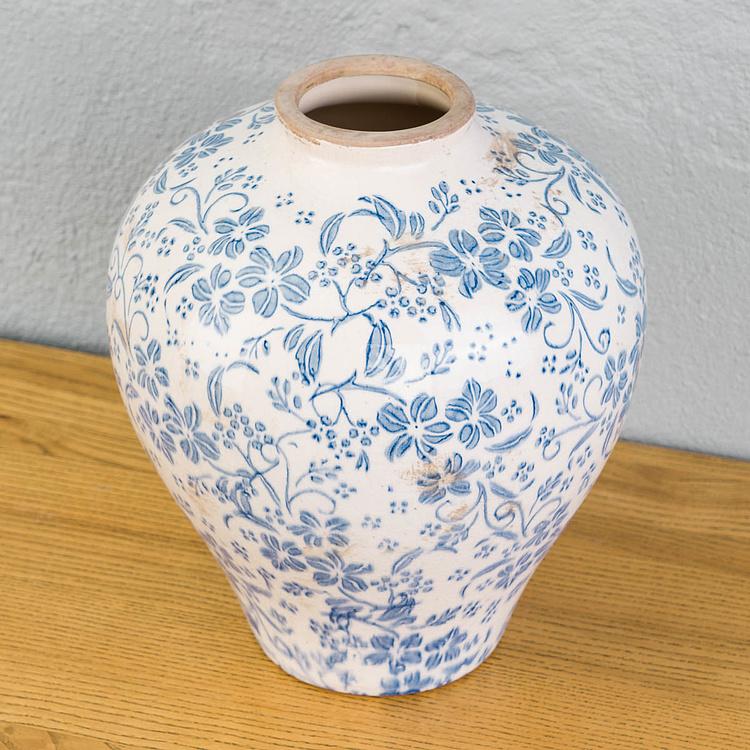 Ваза с синей цветочной росписью Ceramic Vase Blue Painted