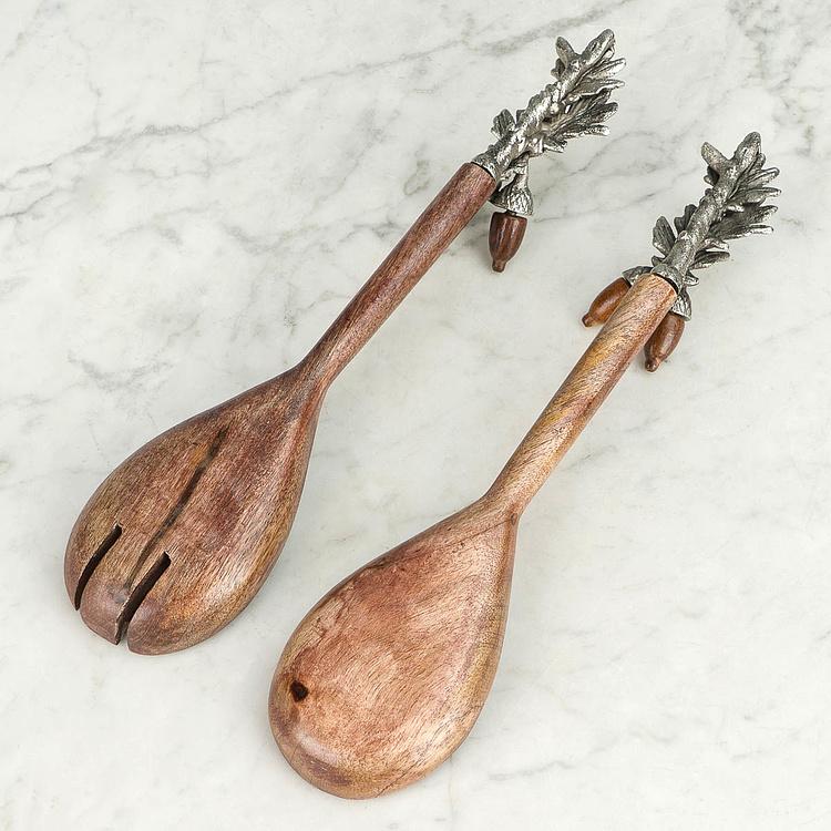 Набор из двух салатных ложек Дубовые веточки Set Of 2 Salad Servers Holly