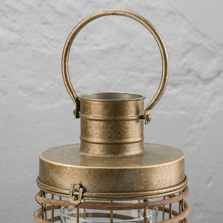 Подсвечник из состаренного металла в виде фонаря Aged Copper Metal Lantern