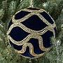 Ёлочная игрушка Gold Ornament Velvet Ball Dark Blue 12 cm