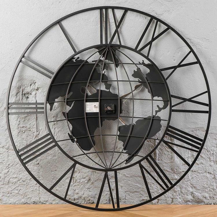 Настенные большие железные часы с картой мира Clock With Iron World Map Large