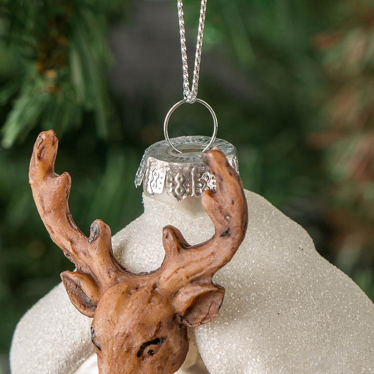 Ёлочная игрушка Ходики с оленем Deer Pendulum Clock Glass Hanger 13 cm