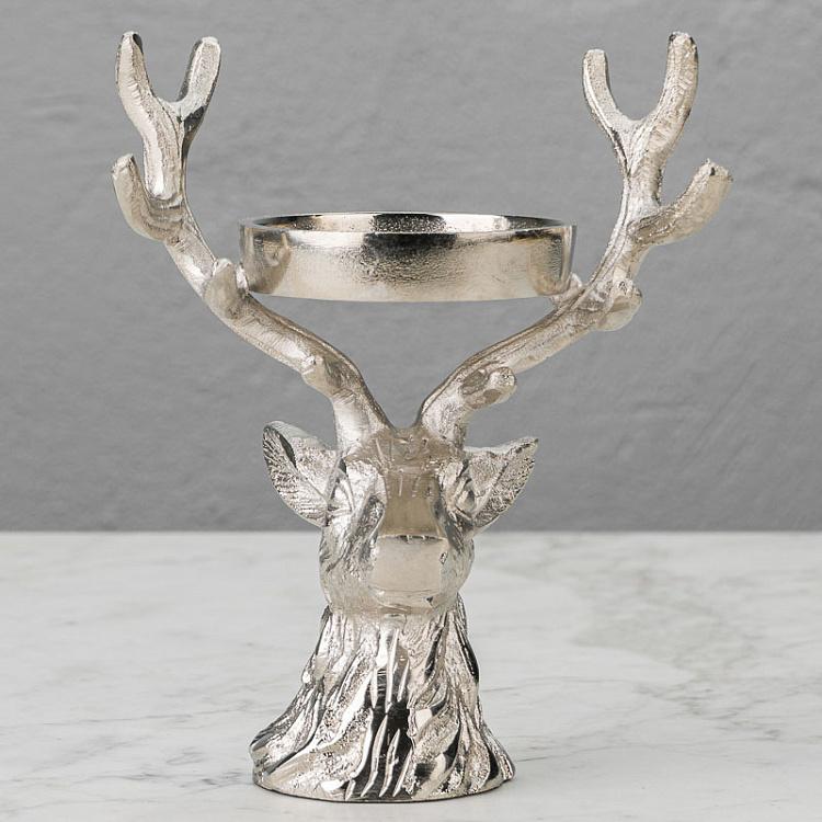 Подсвечник на одну свечу Олень Candle Stand Deer Silver
