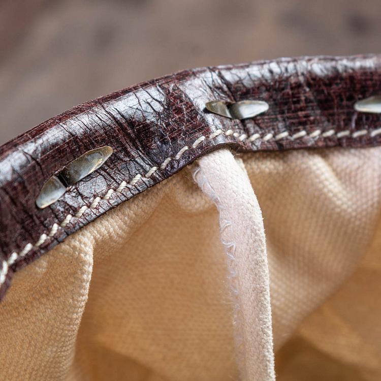 Абажур из льна с кожаной отделкой, 25 см Lamp Shade Brown Leather And Canvas 25 cm