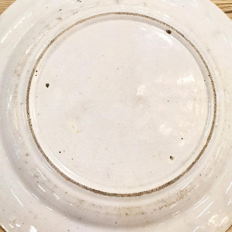 Винтажная тарелка белая с голубым мотивом 24, L Vintage Plate Blue White Large 24