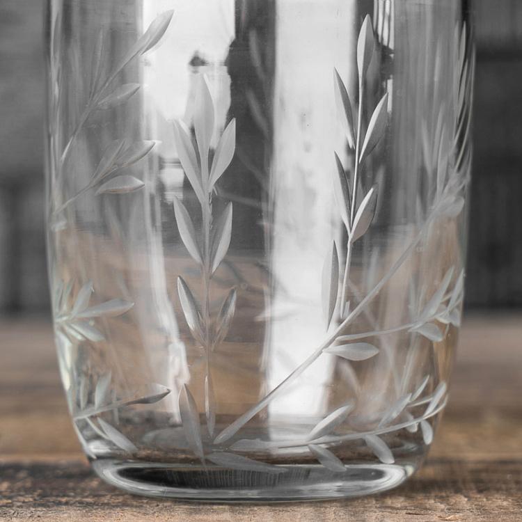 Стакан для зубных щеток с узором Листва Leaves Engraved Tooth Glass Tumbler