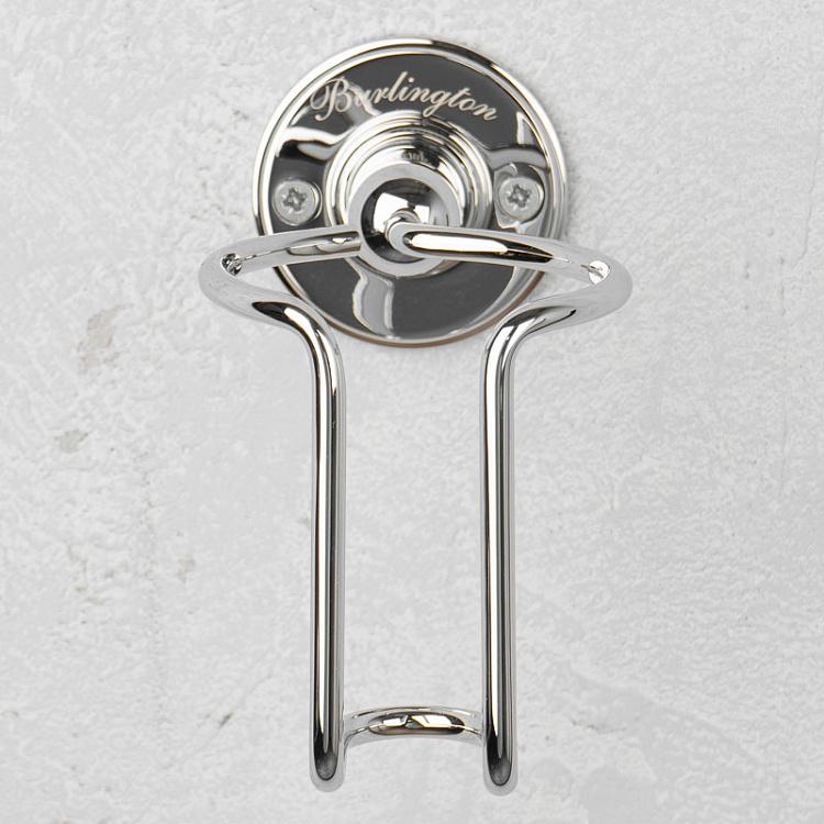 Настенный белый стакан для зубных щёток в подставке цвета хром Tumbler Holder Chrome And White